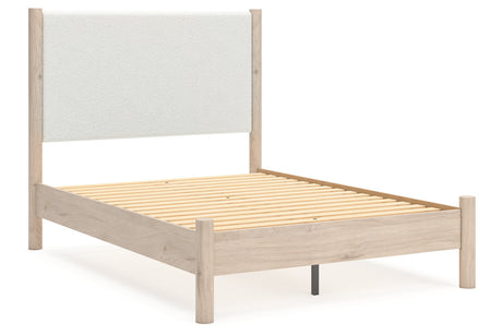 Cadmori Tan/Beige Full Upholstered Platform Bed from Ashley - Luna Furniture