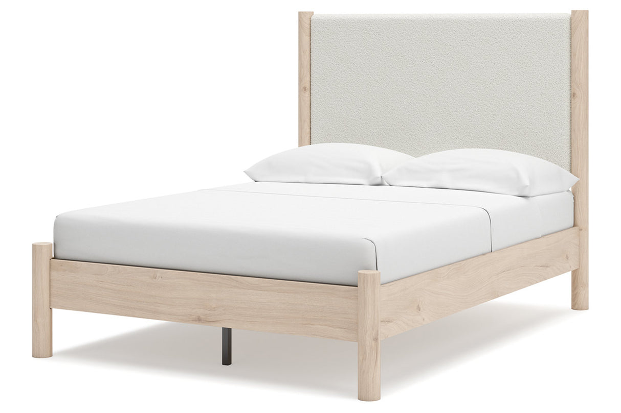 Cadmori Tan/Beige Full Upholstered Platform Bed from Ashley - Luna Furniture