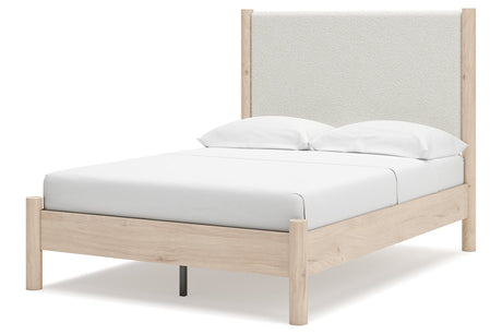Cadmori Tan/Beige Full Upholstered Platform Bed from Ashley - Luna Furniture