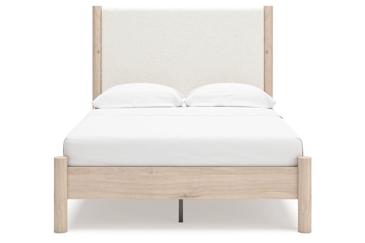 Cadmori Tan/Beige Full Upholstered Platform Bed from Ashley - Luna Furniture