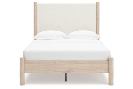 Cadmori Tan/Beige Full Upholstered Platform Bed from Ashley - Luna Furniture