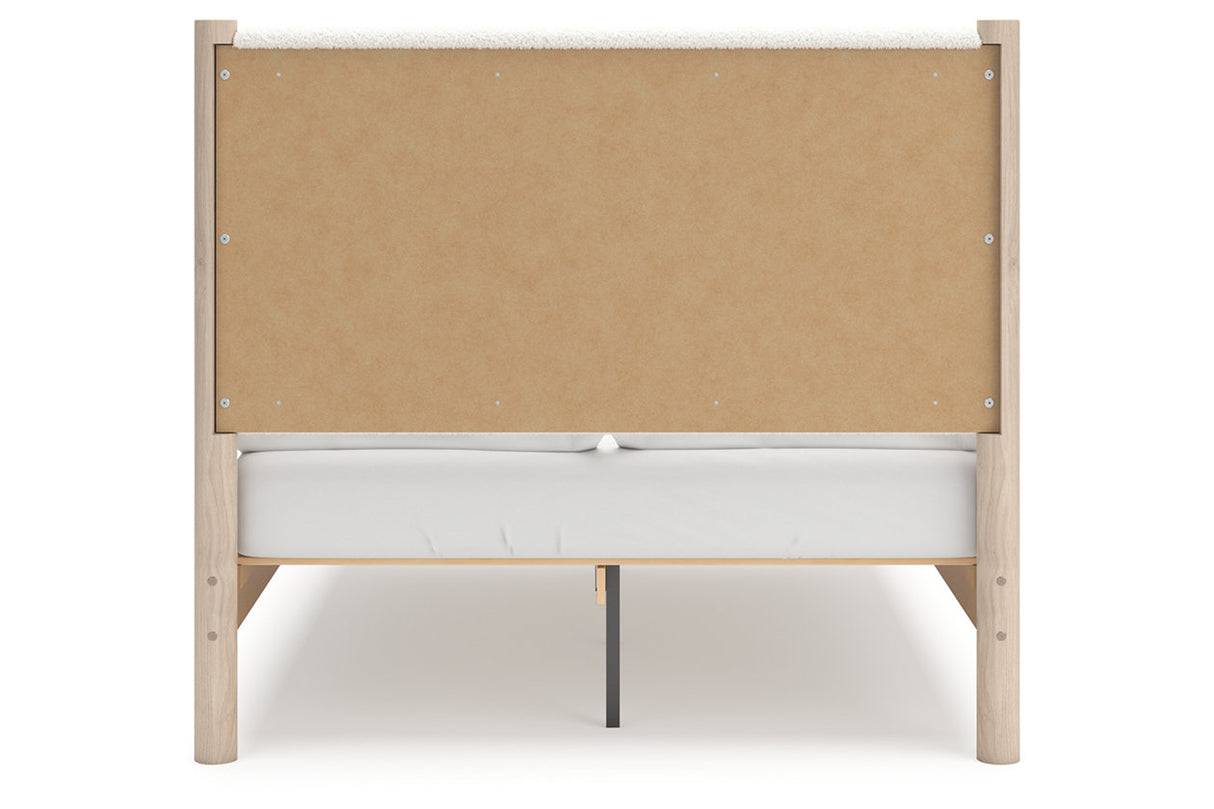Cadmori Tan/Beige Full Upholstered Platform Bed from Ashley - Luna Furniture