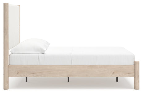 Cadmori Tan/Beige Full Upholstered Platform Bed from Ashley - Luna Furniture