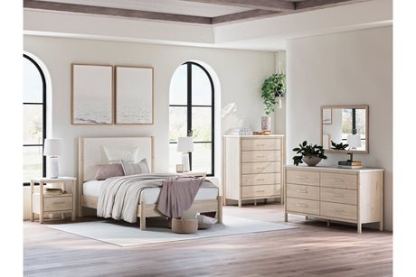 Cadmori Tan/Beige Full Upholstered Platform Bed from Ashley - Luna Furniture