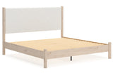 Cadmori Tan/Beige King Upholstered Platform Bed from Ashley - Luna Furniture