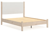 Cadmori Tan/Beige Queen Upholstered Platform Bed from Ashley - Luna Furniture