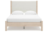 Cadmori Tan/Beige Queen Upholstered Platform Bed from Ashley - Luna Furniture