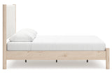 Cadmori Tan/Beige Queen Upholstered Platform Bed from Ashley - Luna Furniture