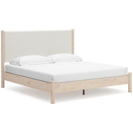 Cadmori Tan/Beige Upholstered Platform Bedroom Set from Ashley - Luna Furniture