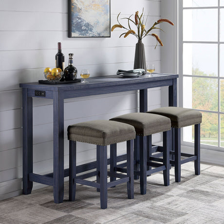 Caerleon Antique Blue/Gray 4 Pc. Counter Ht. Set from Furniture of America - Luna Furniture