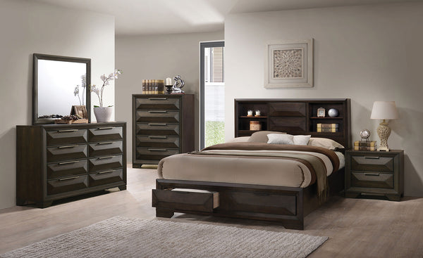 Caistor Espresso King Bookcase Storage Bed