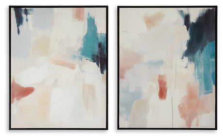 Caldish Blue/White/Pink Wall Art from Ashley - Luna Furniture