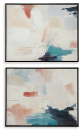 Caldish Blue/White/Pink Wall Art from Ashley - Luna Furniture