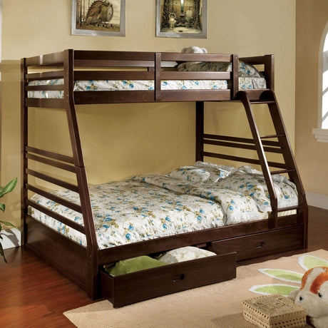 California Dark Walnut Bunk Bed from Furniture of America - Luna Furniture