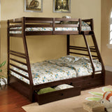 California Dark Walnut Bunk Bed from Furniture of America - Luna Furniture