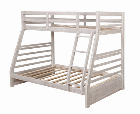 California Wire-Brushed White Bunk Bed from Furniture of America - Luna Furniture