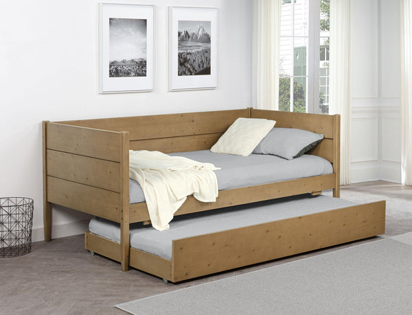 Calinda Natural Wood Twin Daybed With Trundle