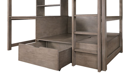 Callistus Warm Gray Twin/Workstation Loft Bed from Furniture of America - Luna Furniture