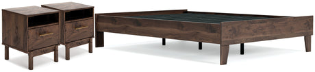 Calverson Full Platform Bed with 2 Nightstands in Mocha from Ashley - Luna Furniture