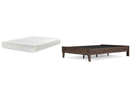 Calverson Full Platform Bed with Mattress in Mocha from Ashley - Luna Furniture