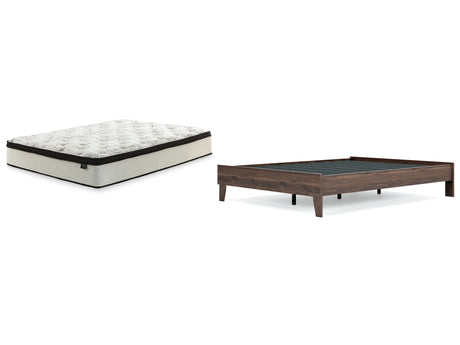 Calverson Queen Platform Bed with Mattress in Mocha from Ashley - Luna Furniture