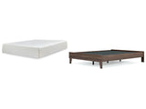 Calverson Queen Platform Bed with Mattress in Mocha from Ashley - Luna Furniture