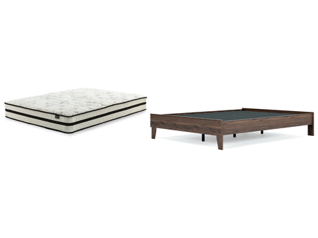 Calverson Queen Platform Bed with Mattress in Mocha from Ashley - Luna Furniture