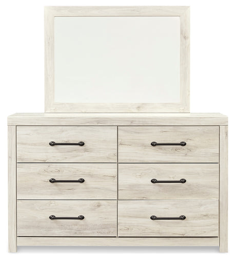 Cambeck Full Panel Bed with 2 Storage Drawers with Mirrored Dresser and 2 Nightstands in Whitewash from Ashley - Luna Furniture