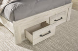Cambeck Full Panel Bed with 2 Storage Drawers with Mirrored Dresser and Chest in Whitewash from Ashley - Luna Furniture