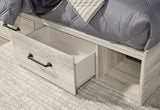 Cambeck Full Panel Bed with 4 Storage Drawers with Mirrored Dresser, Chest and 2 Nightstands in Whitewash from Ashley - Luna Furniture