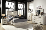 Cambeck Full Panel Bed with Mirrored Dresser, Chest and 2 Nightstands in Whitewash from Ashley - Luna Furniture