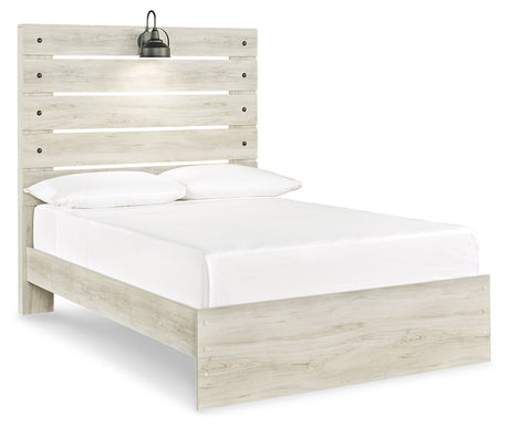 Cambeck Full Panel Bed with Mirrored Dresser and 2 Nightstands in Whitewash from Ashley - Luna Furniture