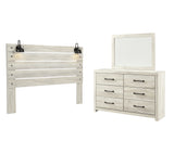 Cambeck King Panel Headboard Bed with Mirrored Dresser in Whitewash from Ashley - Luna Furniture