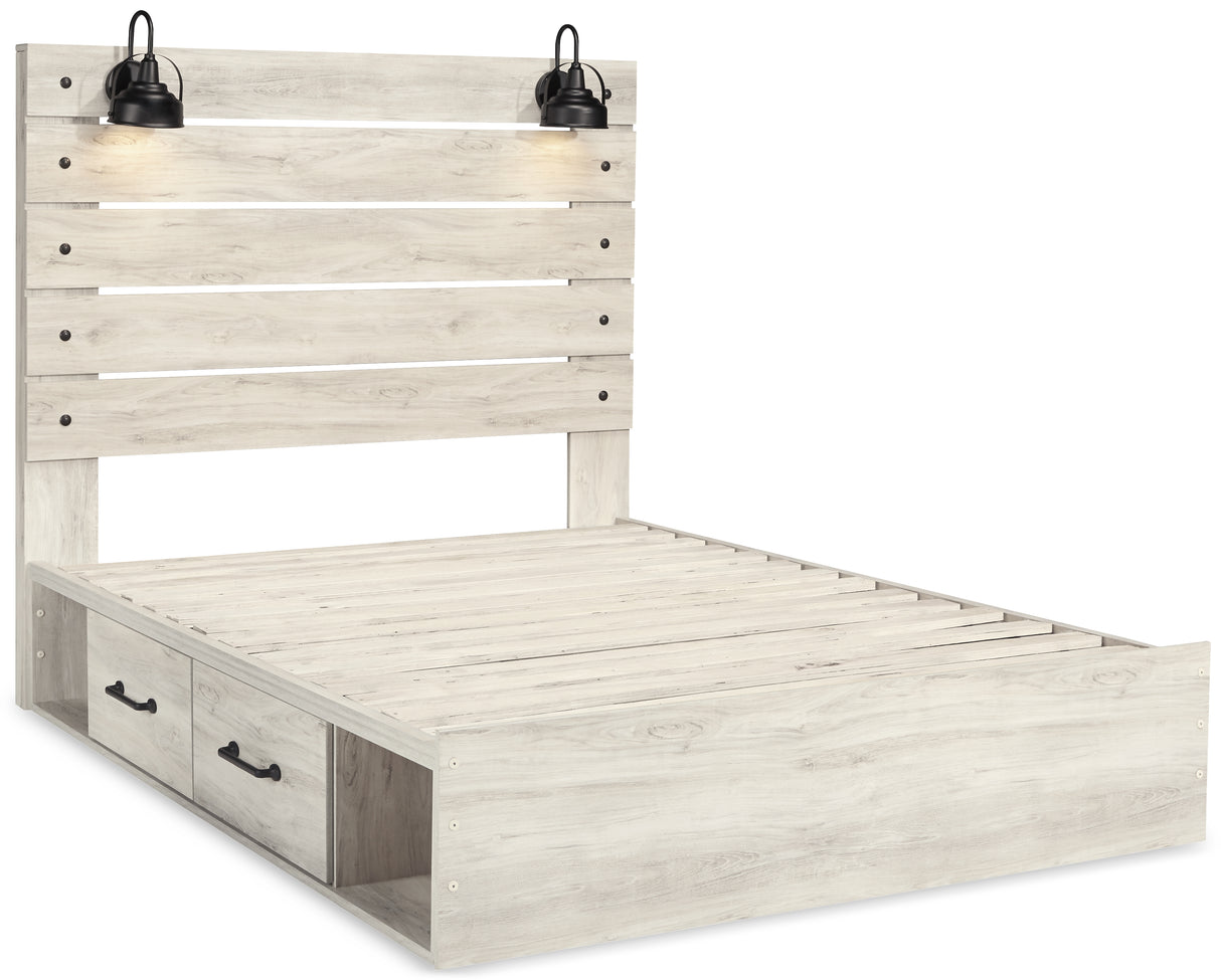 Cambeck Queen Panel Bed with 2 Storage Drawers with Dresser in Whitewash from Ashley - Luna Furniture