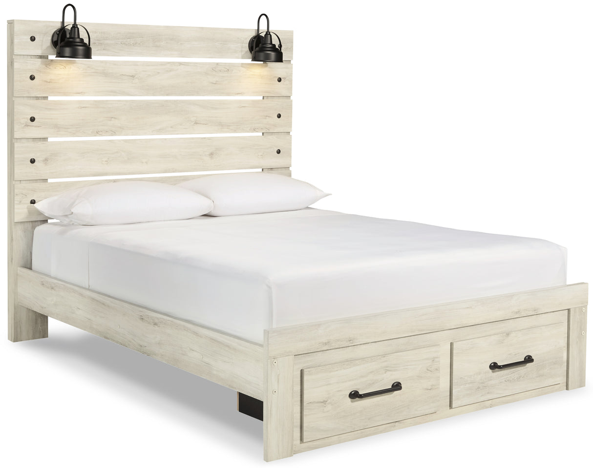 Cambeck Queen Panel Bed with 2 Storage Drawers with Dresser in Whitewash from Ashley - Luna Furniture