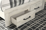 Cambeck Queen Panel Bed with 2 Storage Drawers with Mirrored Dresser and Chest in Whitewash from Ashley - Luna Furniture
