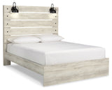 Cambeck Queen Panel Bed with Mirrored Dresser and 2 Nightstands in Whitewash from Ashley - Luna Furniture