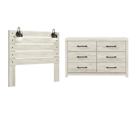 Cambeck Queen Panel Headboard Bed with Dresser in Whitewash from Ashley - Luna Furniture