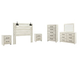 Cambeck Queen Panel Headboard Bed with Mirrored Dresser, Chest and 2 Nightstands in Whitewash from Ashley - Luna Furniture
