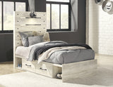 Cambeck Twin Panel Bed with 4 Storage Drawers with Dresser in Whitewash from Ashley - Luna Furniture