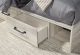 Cambeck Twin Panel Bed with 4 Storage Drawers with Mirrored Dresser, Chest and 2 Nightstands in Whitewash from Ashley - Luna Furniture