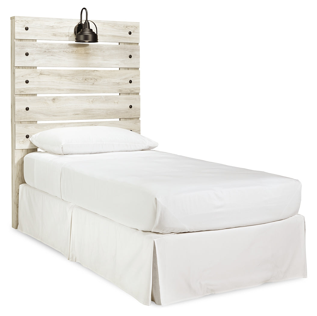 Cambeck Twin Panel Headboard Bed with Mirrored Dresser, Chest and Nightstand in Whitewash from Ashley - Luna Furniture