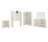 Cambeck Twin Panel Headboard Bed with Mirrored Dresser, Chest and Nightstand in Whitewash from Ashley - Luna Furniture