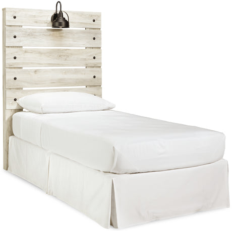 Cambeck Twin Panel Headboard Bed with Mirrored Dresser in Whitewash from Ashley - Luna Furniture