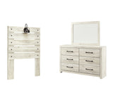 Cambeck Twin Panel Headboard Bed with Mirrored Dresser in Whitewash from Ashley - Luna Furniture
