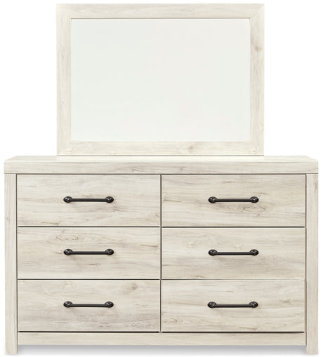 Cambeck Twin Panel Headboard Bed with Mirrored Dresser in Whitewash from Ashley - Luna Furniture