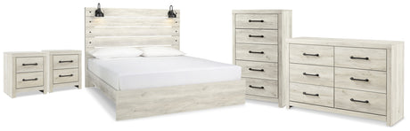 Cambeck Whitewash King Panel Bed, Dresser, Chest and 2 Nightstands from Ashley - Luna Furniture