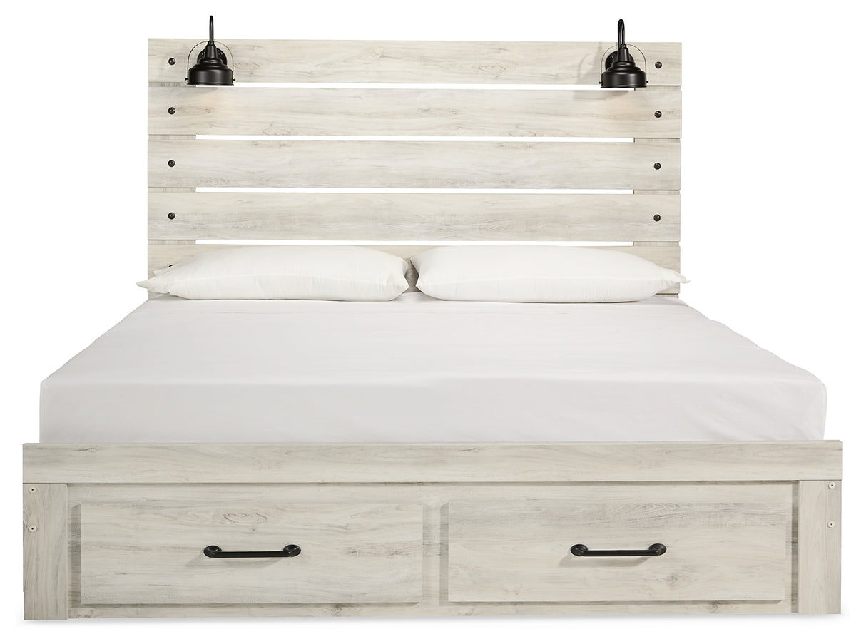 Cambeck Whitewash King Panel Storage Bed, Dresser and Nightstand from Ashley - Luna Furniture