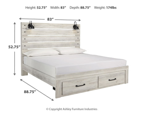 Cambeck Whitewash King Storage Bed, 2 Dressers, Mirror, and 2 Nightstands from Ashley Furniture - Luna Furniture