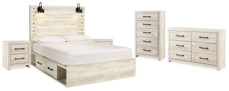 Cambeck Whitewash King Storage Bed, Dresser, Chest and 2 Nightstands from Ashley - Luna Furniture